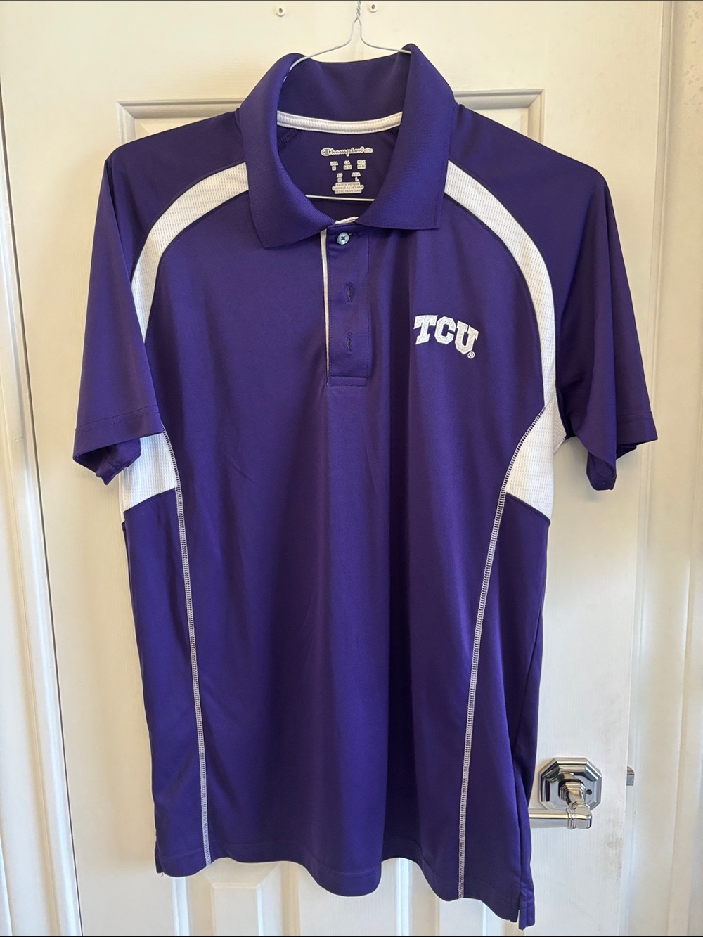 Champion Purple and White TCU Polo Shirt